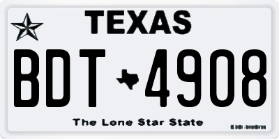 TX license plate BDT4908