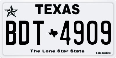 TX license plate BDT4909
