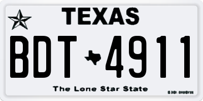 TX license plate BDT4911