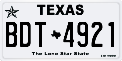 TX license plate BDT4921