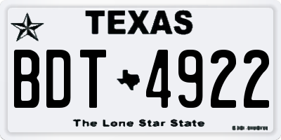 TX license plate BDT4922