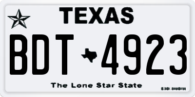 TX license plate BDT4923