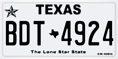 TX license plate BDT4924