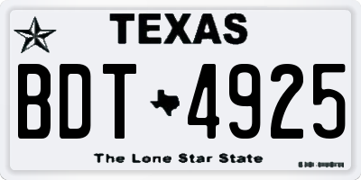 TX license plate BDT4925
