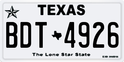 TX license plate BDT4926