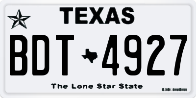 TX license plate BDT4927
