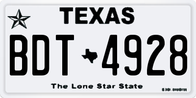 TX license plate BDT4928