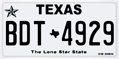 TX license plate BDT4929