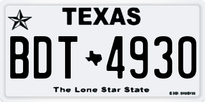 TX license plate BDT4930