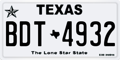 TX license plate BDT4932