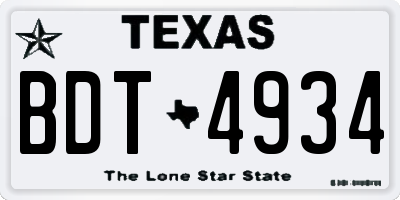 TX license plate BDT4934
