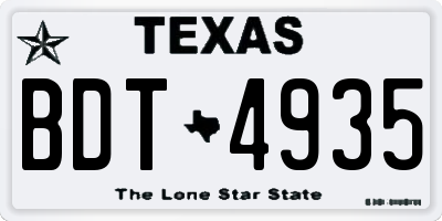 TX license plate BDT4935