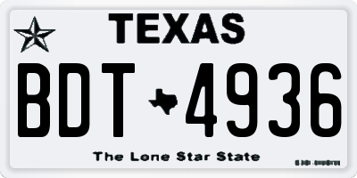 TX license plate BDT4936
