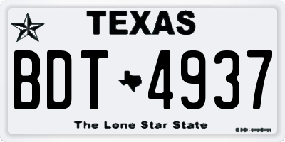TX license plate BDT4937