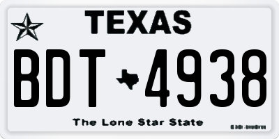 TX license plate BDT4938
