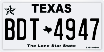 TX license plate BDT4947
