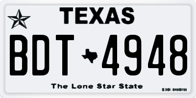 TX license plate BDT4948