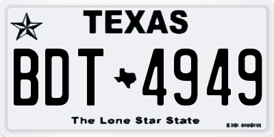 TX license plate BDT4949