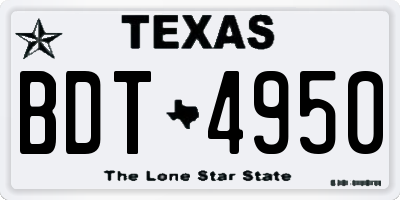 TX license plate BDT4950