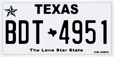 TX license plate BDT4951