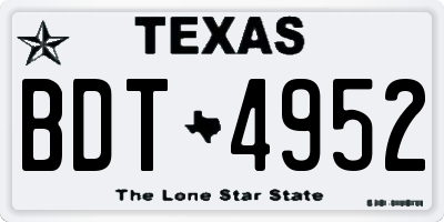 TX license plate BDT4952