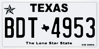 TX license plate BDT4953