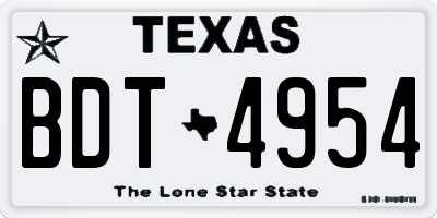 TX license plate BDT4954
