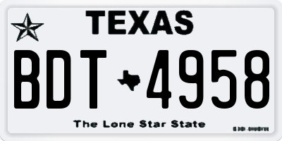 TX license plate BDT4958