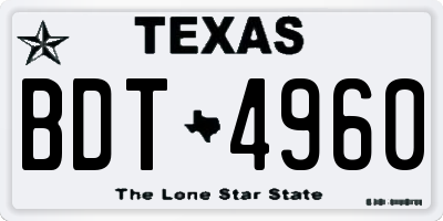 TX license plate BDT4960