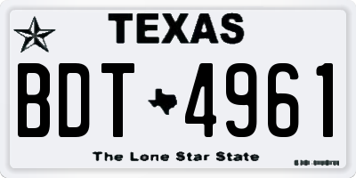 TX license plate BDT4961