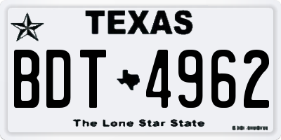 TX license plate BDT4962