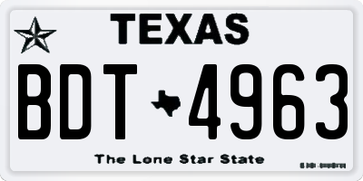 TX license plate BDT4963