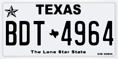 TX license plate BDT4964