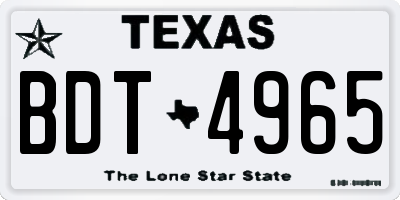 TX license plate BDT4965