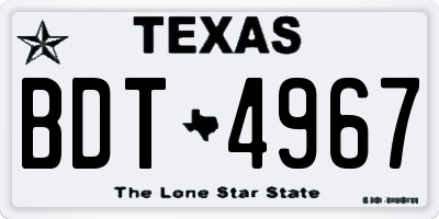 TX license plate BDT4967