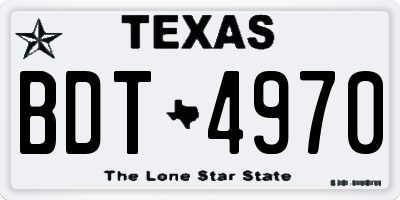 TX license plate BDT4970