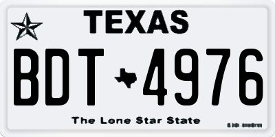TX license plate BDT4976