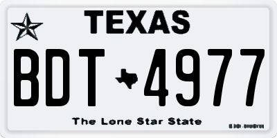 TX license plate BDT4977