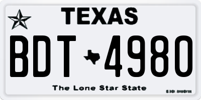 TX license plate BDT4980
