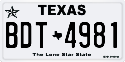TX license plate BDT4981