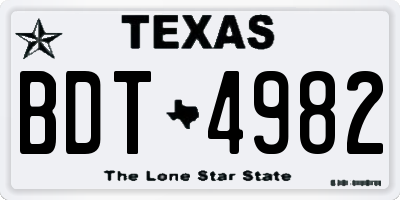 TX license plate BDT4982