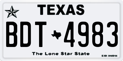TX license plate BDT4983