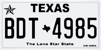 TX license plate BDT4985