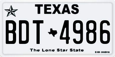 TX license plate BDT4986