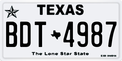 TX license plate BDT4987