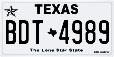 TX license plate BDT4989