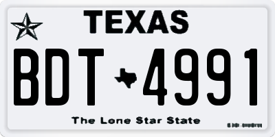 TX license plate BDT4991