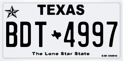 TX license plate BDT4997