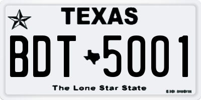 TX license plate BDT5001