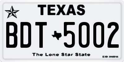 TX license plate BDT5002